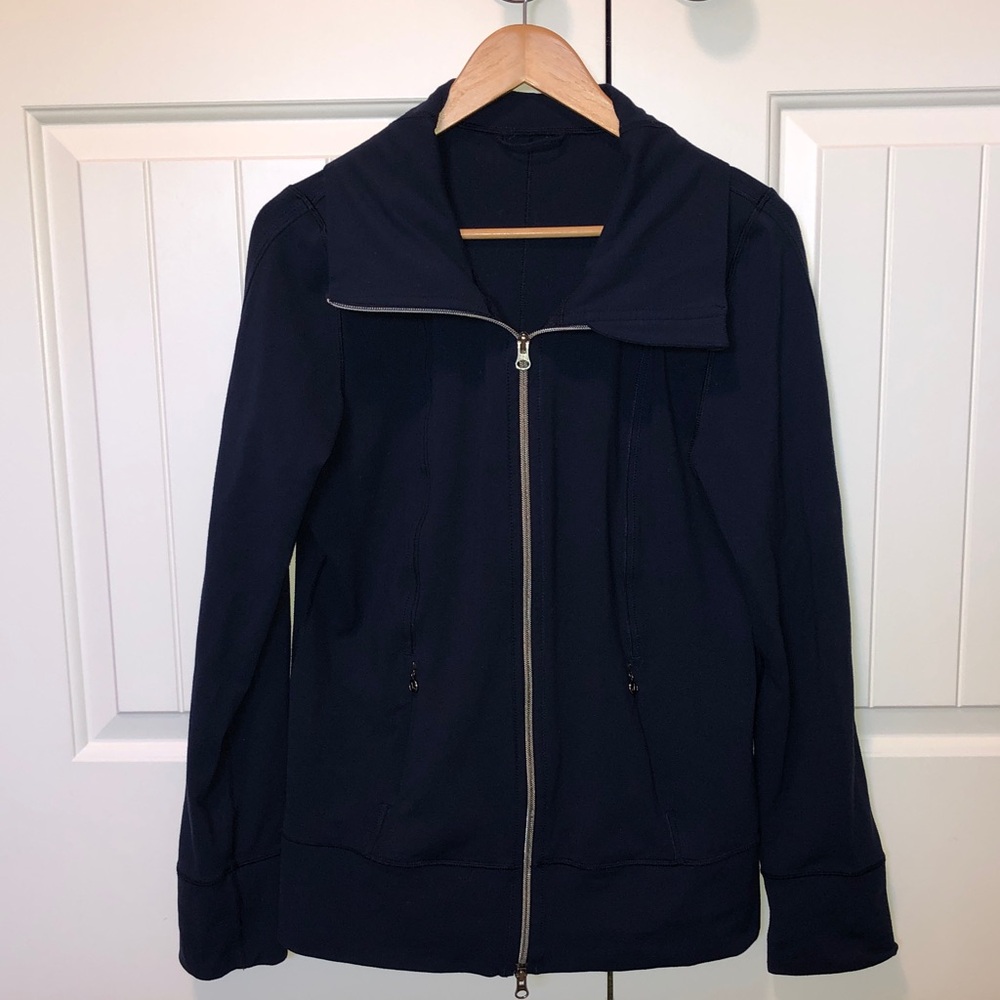 LULULEMON Daily Yoga Jacket Dark Navy Zip-Front Jacket - 12